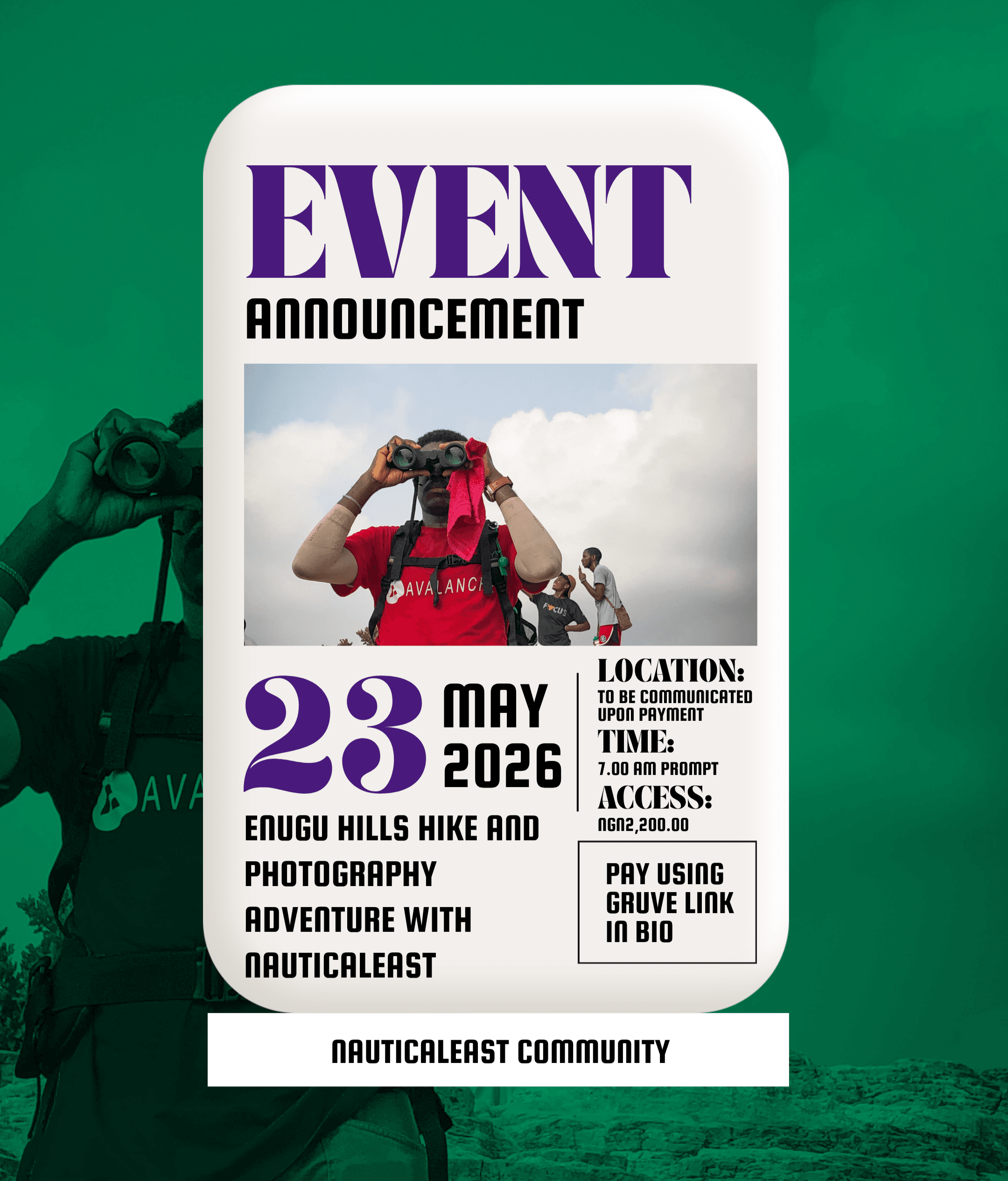 HIKE AND PHOTOWALK EXPERIENCE — event banner